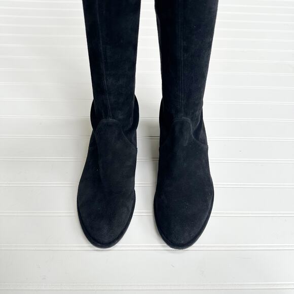Stuart Weitzman Lowland Black Suede Over-the-Knee Boots Flat 1” Heel 7 - Picture 4 of 11